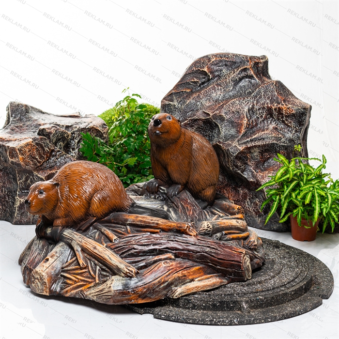 Декоративная крышка люка Бобры на запруде U09428 стеклопластик d=82 см - фото 55883