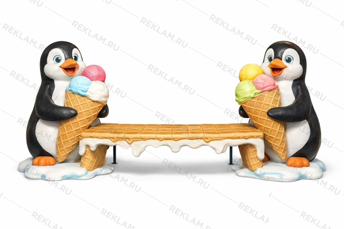 декоративная скамья с пингвинами тематический парк
