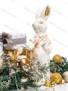 {{photo.Alt || photo.Description || 'Фигура ростовая рекламная  Заяц  F07797-WG  полистоун белый с золотом высота 60 см'}}