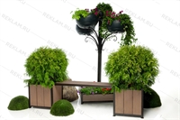 уличная лавочка с кадками из дпк