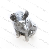 Фигура Поросёнок, покраска под серебро, стеклопластик, 38 см. - фото 15047