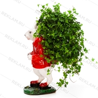 Фигура кашпо Заяц с корзинкой, полистоун, 80 см. - фото 15652