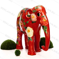 Рекламная фигура слоник "Орнамент цветы", фибергласс, 153 см. - фото 18335