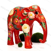 Рекламная фигура слоник "Орнамент цветы", фибергласс, 153 см. - фото 18337