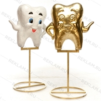 Фигура «Зуб» цвет золото (Рекламная фигура) на металлической стойке - фото 19018
