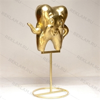 Фигура «Зуб» цвет золото (Рекламная фигура) на металлической стойке - фото 19019