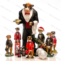 Комплект новогодних фигур Бык с сурикатами