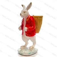 Фигура кашпо Заяц с корзинкой, полистоун, 80 см. - фото 25539