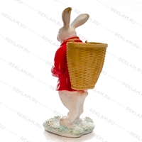 Фигура кашпо Заяц с корзинкой, полистоун, 80 см. - фото 25540