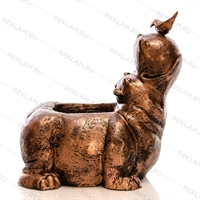 кашпо бегемот с птичкой