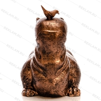 кашпо для цветов бегемот с птичкой