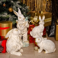 Фигура Заяц с мишкой, полистоун, 60 см. - фото 26398