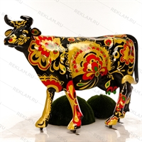 объемная фигура корова с покраской хохлома