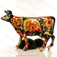 ростовая фигура корова с покраской хохлома