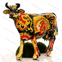 скульптура корова с росписью хохлома
