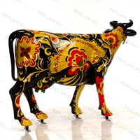 объемная фигура корова с покраской хохлома