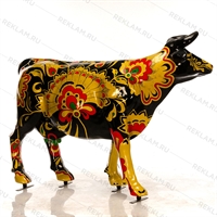 объемная фигура корова с покраской хохлома