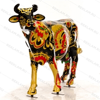 объемная фигура корова с покраской хохлома