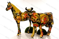 объемные фигуры корова и конь с покраской хохлома