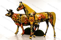 объемные фигуры корова и конь с покраской хохлома объемные фигуры корова и конь с покраской хохлома