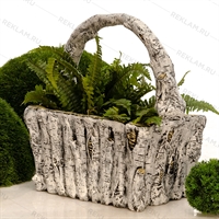 Кашпо Берёзовое лукошко, стеклопластик, 65 см. - фото 29030