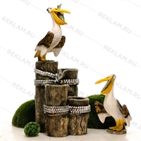 декоративная фигура пеликан с рыбой
