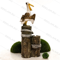 декоративный фонтан пеликан с рыбой