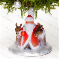Подставка под елку Дед мороз с оленями, стеклопластик