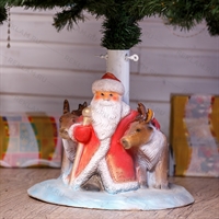 Подставка под елку Дед мороз с оленями, из стеклопластика