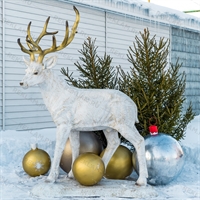 Новогодняя фигура Олень благородный цв.белый с золотом h=232 см - фото 39682