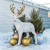 Новогодняя фигура Олень благородный цв.белый с золотом h=232 см - фото 39683