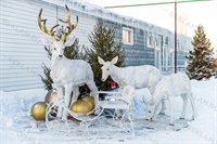 Новогодняя фигура Олень благородный цв.белый с золотом h=232 см - фото 39685