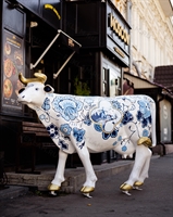 Рекламная фигура Корова, покраска под гжель - фото 39696