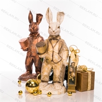 Рекламная объёмная фигура Заяц во фраке, стеклопластик, 120см, белый с золотом - фото 41685