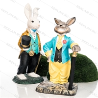 Рекламная объёмная фигура Заяц стиляга, стеклопластик, 103см, цветной - фото 41726