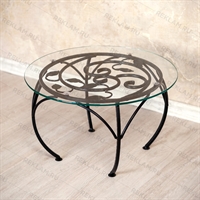 стол со стеклом и металлом