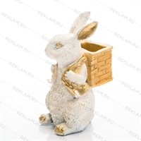 кашпо заяц в бело-золотой покраске