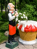 Рекламная  фигура Официант-сомелье в красном, стеклопластик, 130см - фото 47622