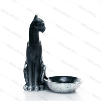 Подставка для украшений Кошка U09360-BS полистоун цв.черный с серебром - фото 48108