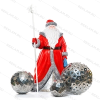 Фигура Дед Мороз с посохом U09379 стеклопластик h=194 см - фото 48900