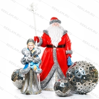 Фигура Дед Мороз с посохом U09379 стеклопластик h=194 см - фото 48901