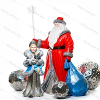 Фигура Дед Мороз с посохом U09379 стеклопластик h=194 см - фото 48904