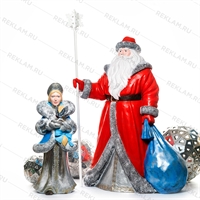 Фигура Дед Мороз с посохом U09379 стеклопластик h=194 см - фото 48906