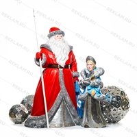 Фигура Дед Мороз с посохом U09379 стеклопластик h=194 см - фото 48907