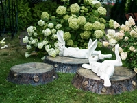 Рекламная объёмная фигура Заяц лежит, цвет белый с золотом, стеклопластик - фото 49032