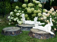 Рекламная объёмная фигура Заяц лежит, цвет белый с золотом, стеклопластик - фото 49033