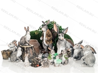 Рекламная объёмная фигура Заяц лежит, цвет белый с золотом, стеклопластик - фото 49036