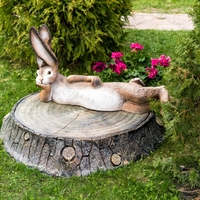 Рекламная объёмная фигура Заяц лежит, цвет белый с золотом, стеклопластик - фото 49038