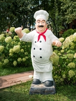 Ростовая фигура Повар с хинкали, стеклопластик - фото 49096