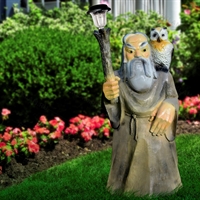 Садовый светильник Старик с филином - фото 49701
